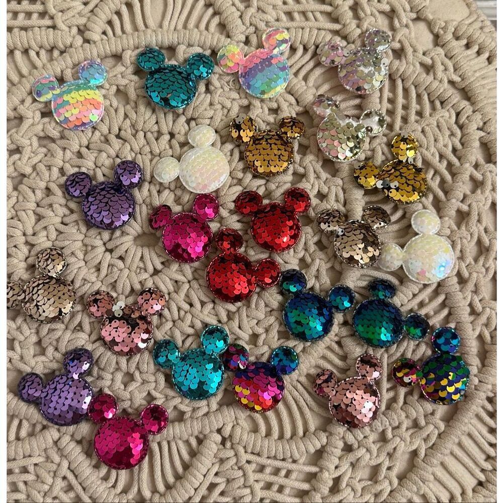 Mickey Mouse Shaped Sequin Puffs Multi Colors New